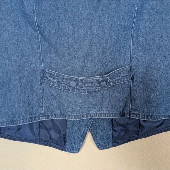 VTG 90s David Brooks Denim Vest Floral Embroidered Lined sz L Cottagecore Fairy - Picture 6 of 7